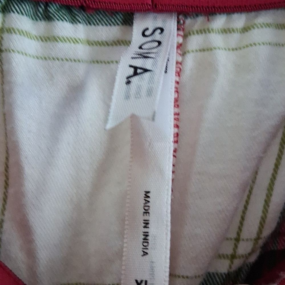 Soma Velvet Piped Relaxed Pajama Pant Winter Plaid Red XL - Picture 7 of 8